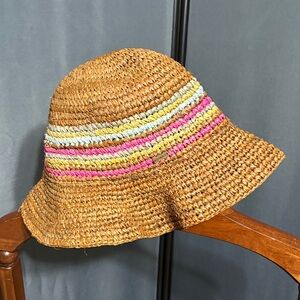 O'Neill Brown Straw Hat with Pink and Yellow Accents